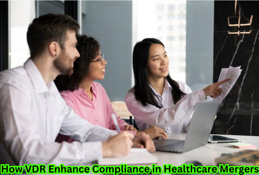 "Virtual Data Room illustrating enhanced compliance in healthcare mergers."